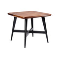 Table carrée en bois et métal, design moderne et minimaliste