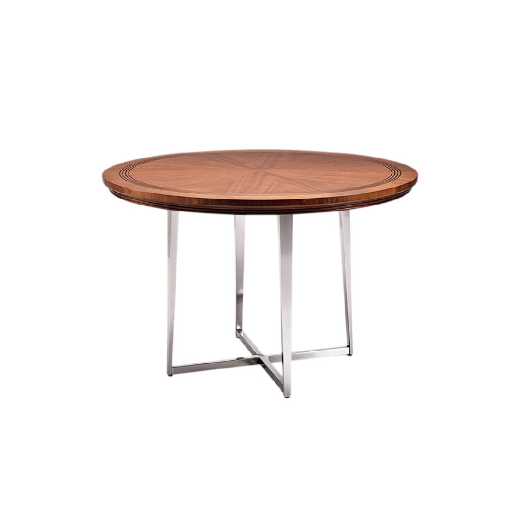 Table ronde en bois avec piètement en métal moderne