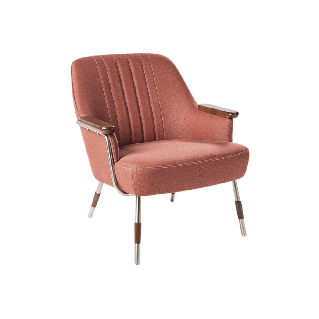 Fauteuil rétro en tissu avec accoudoirs en bois