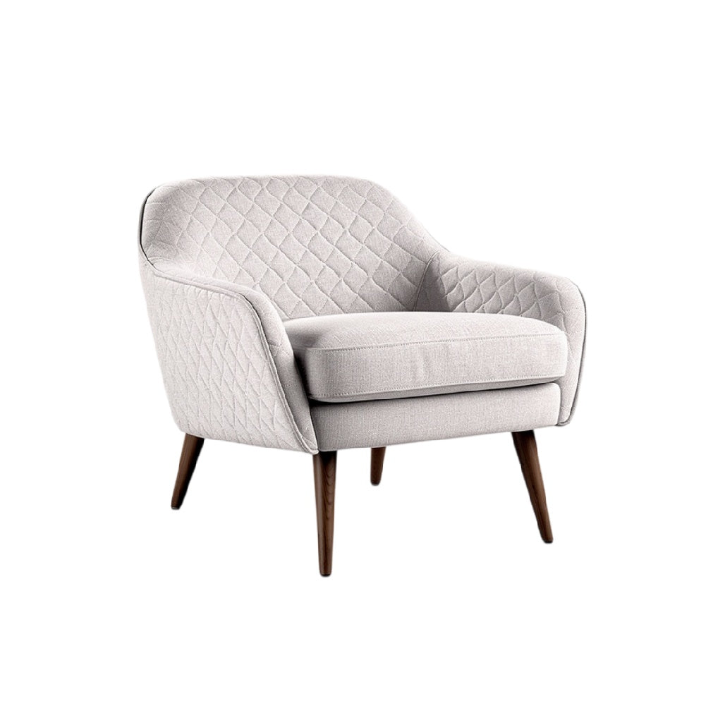 Fauteuil Moderne en Tissu Beige avec Jambes en Bois