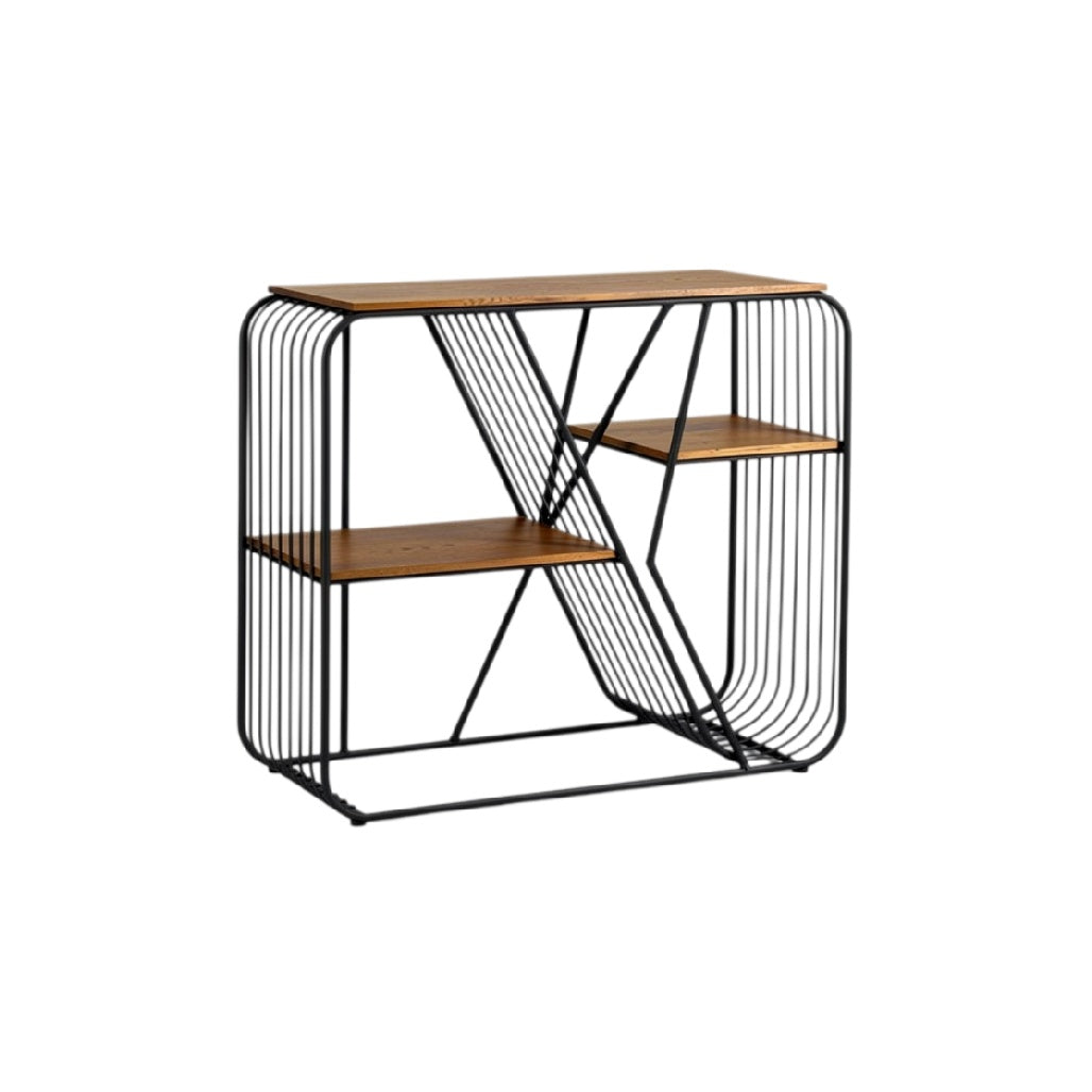 Étagère en métal et bois avec design moderne et étagères ouvertes