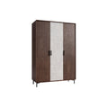 Armoire en bois avec panneaux en lin, design moderne
